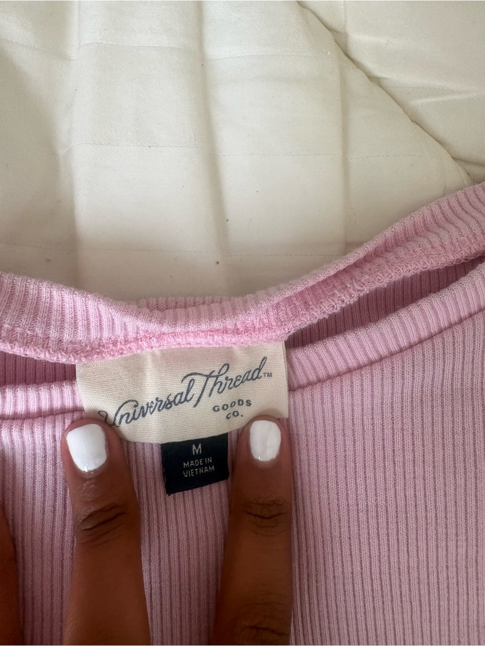 Universal Thread Light Pink Ribbed Long-Sleeve Tee - Picture 3 of 3